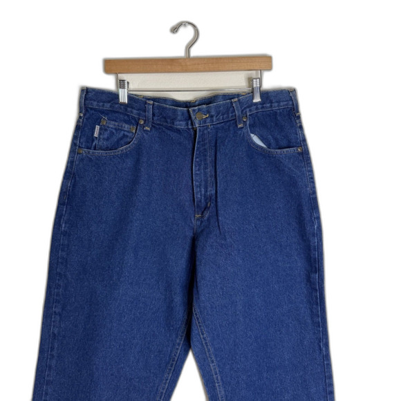 Carhartt Jeans Mens 38x36 Blue Loose Fit Denim Pants Made USA Workwear B167 DST - Picture 2 of 8
